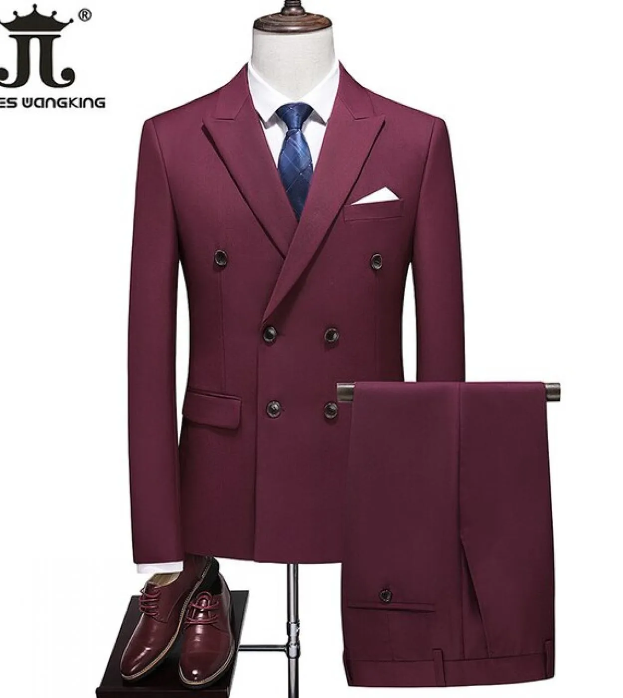 6xl 14 colori giacca  pantaloni abito tinta unita formale da lavoro doppio petto abito da sposa sposo abito due pezzi ospite