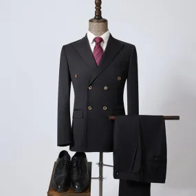Abito da uomo a righe doppio petto Eleganza sartoriale di fascia alta 3 stili, adatto a uomini grandi e alti
