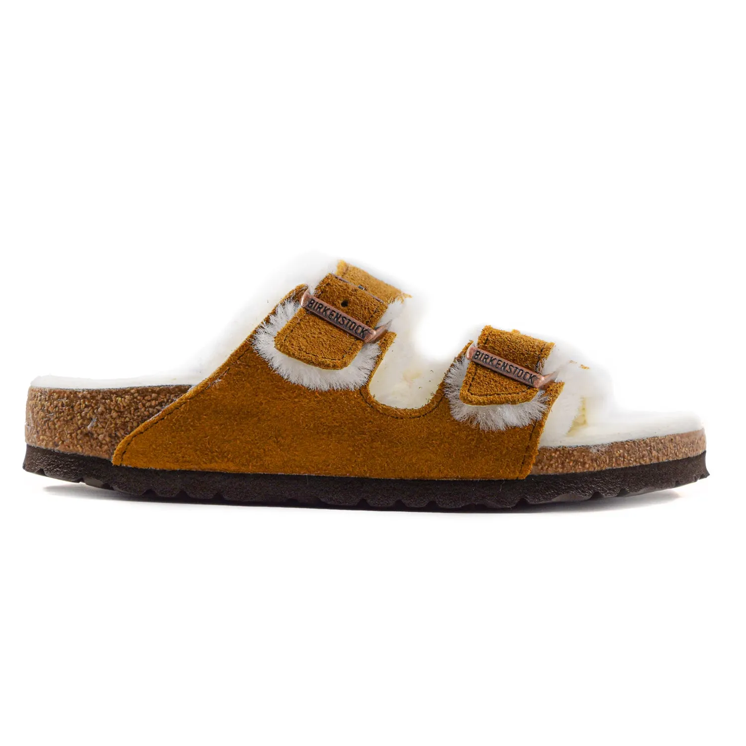 Birkenstock Arizona Shearling Sandali Tabacco Donna Pelo Chiaro