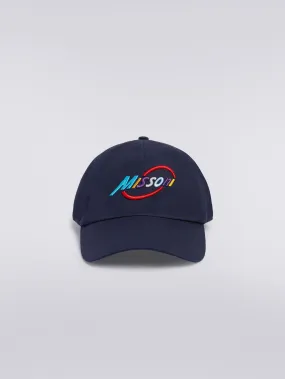 Cappello con visiera in cotone con scritta logo multicolore