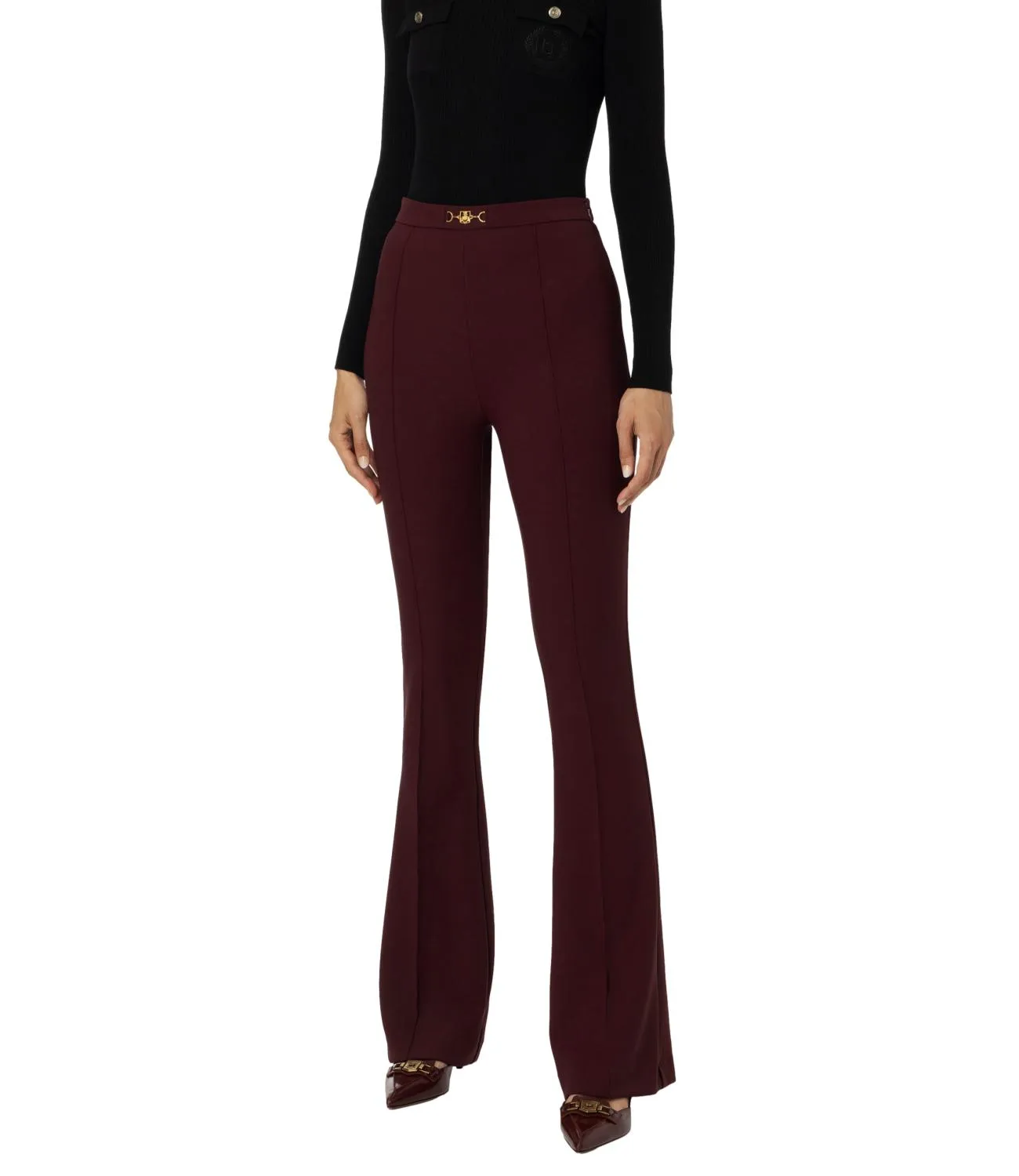 Elisabetta Franchi pantalone rouge noir donna