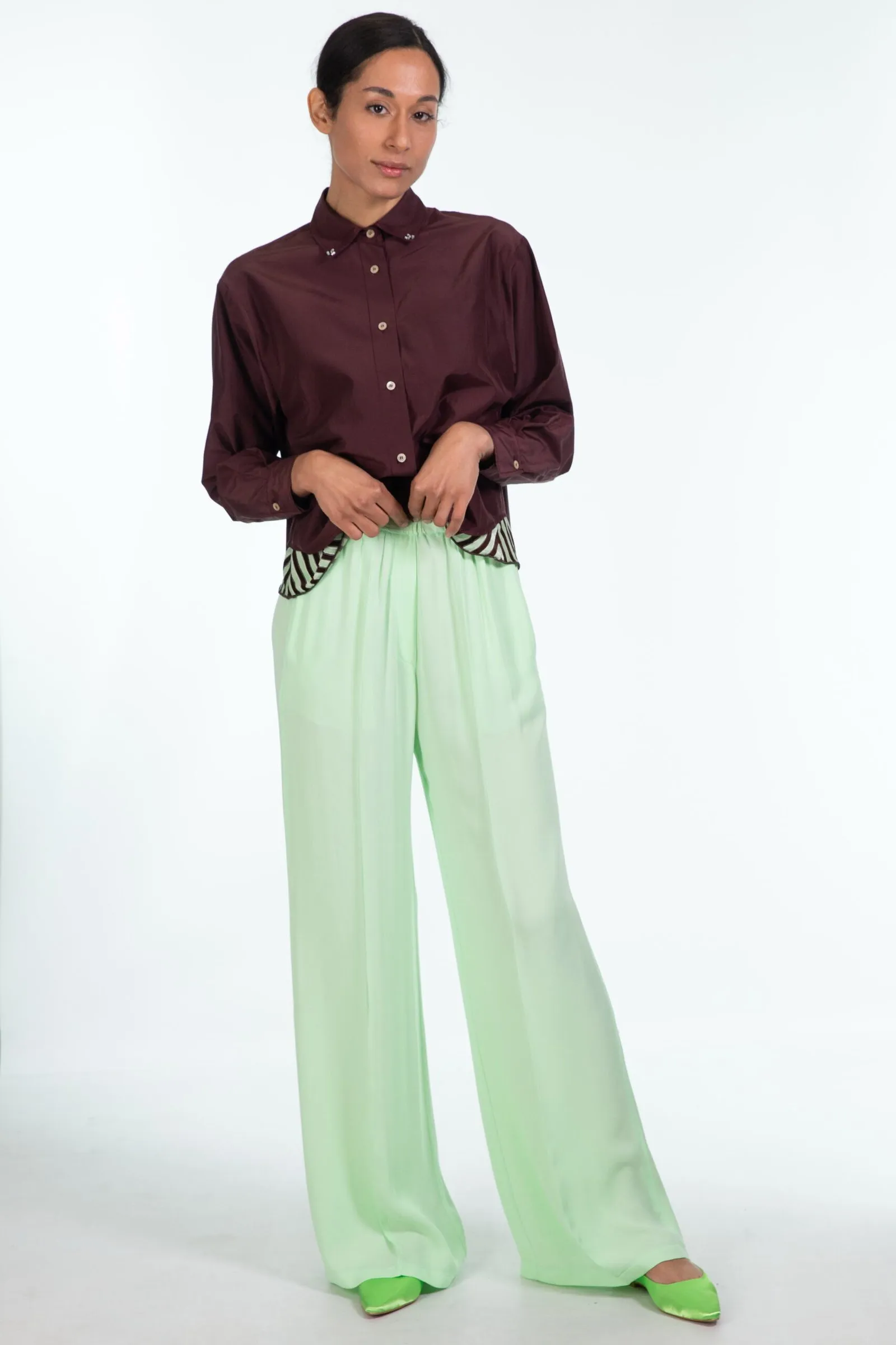 FORTE_FORTE  pantalone  in georgette di  viscosa