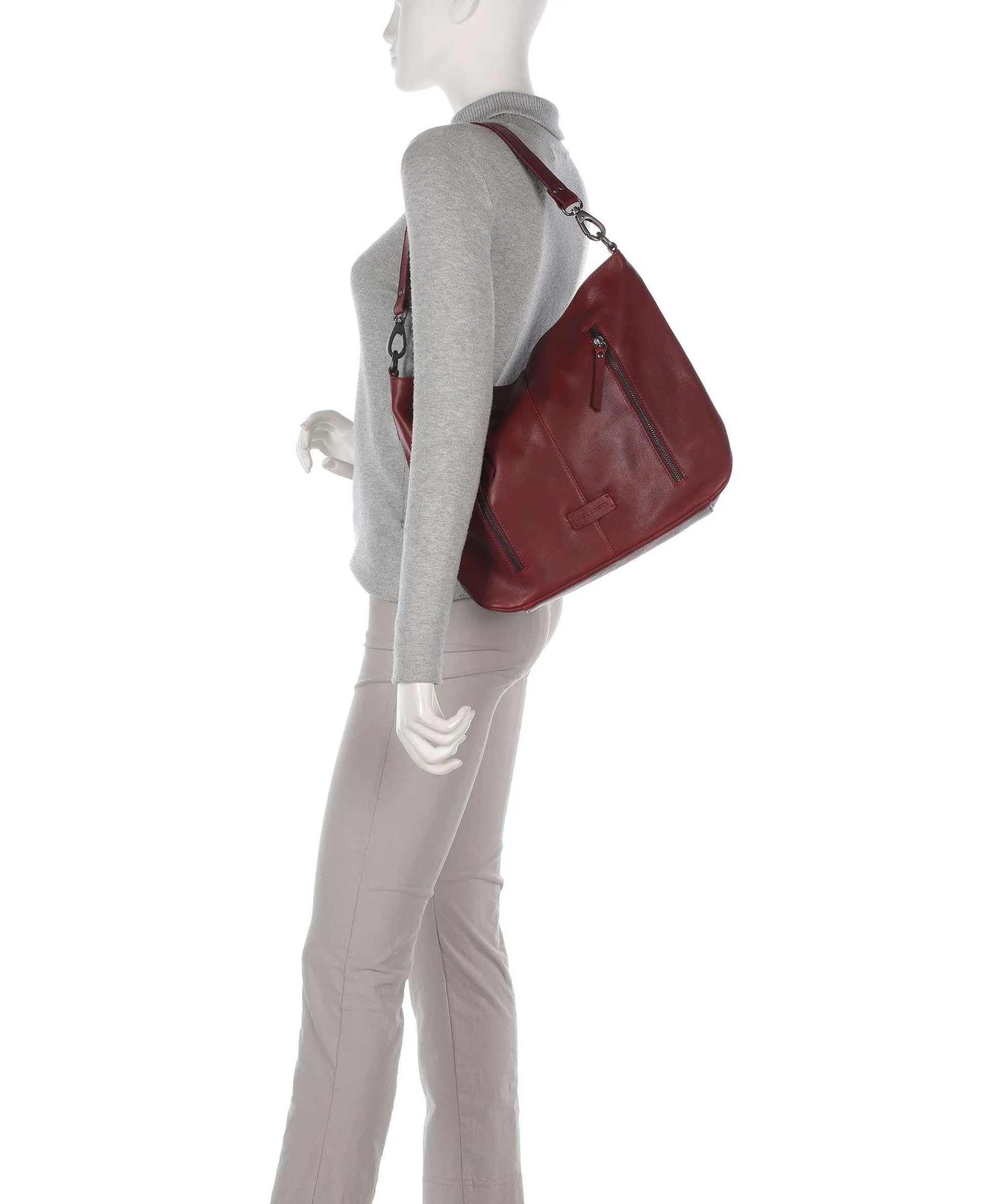  Jack Kinsky Montreal 24N Borsa hobo pelle granulata rosso scuro  