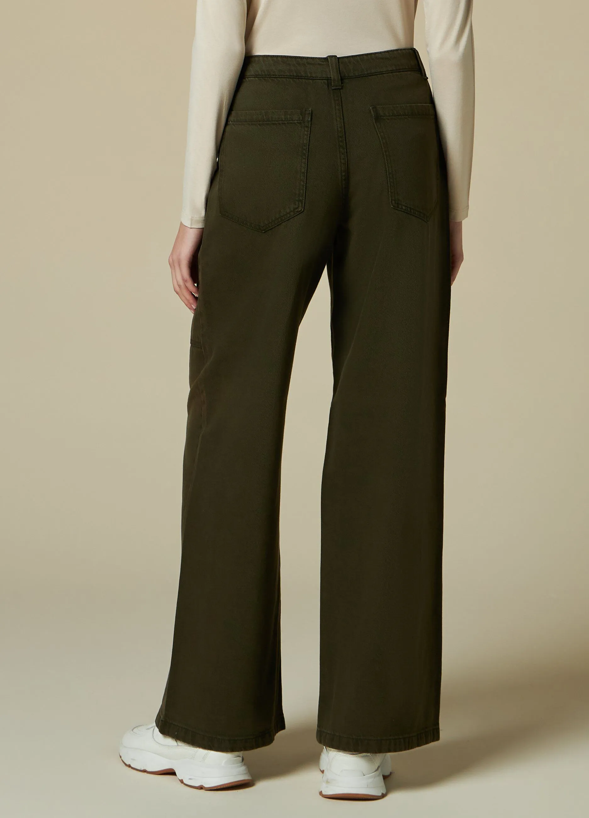 NICE & CHIC  Pantaloni wide leg in puro cotone donna