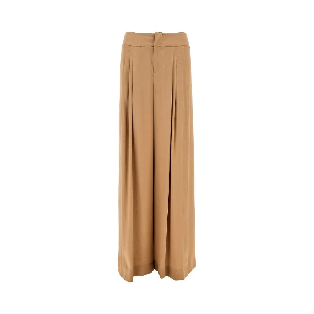 Pantalone ampio in raso con pince