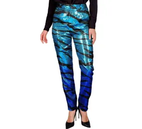 Pantaloni da festa Stampa animalier alla moda blu per donna