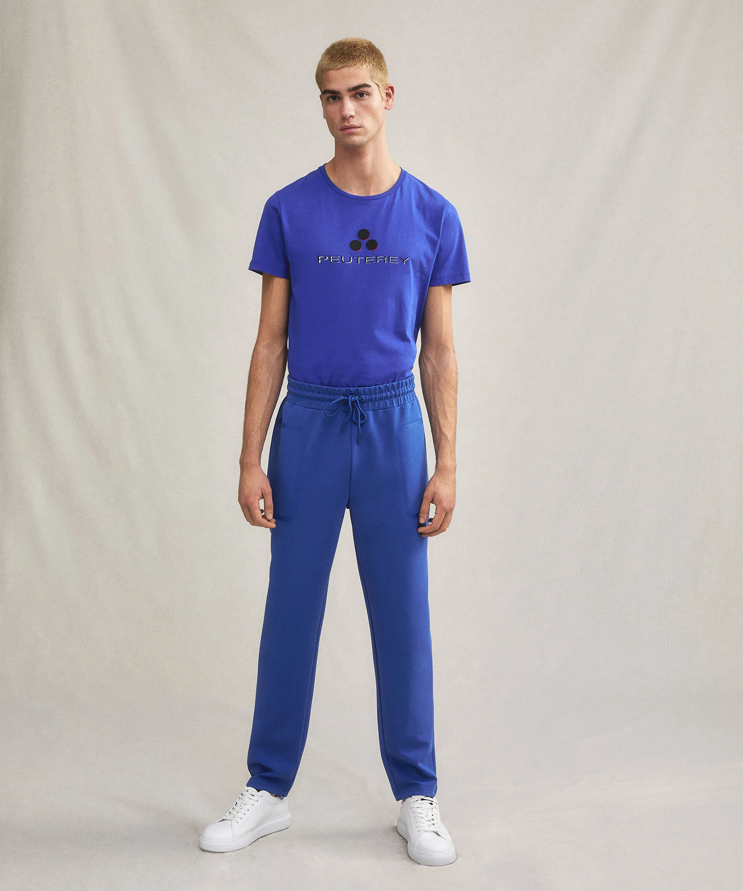 Pantaloni joggers in cotone stretch con nastrature
