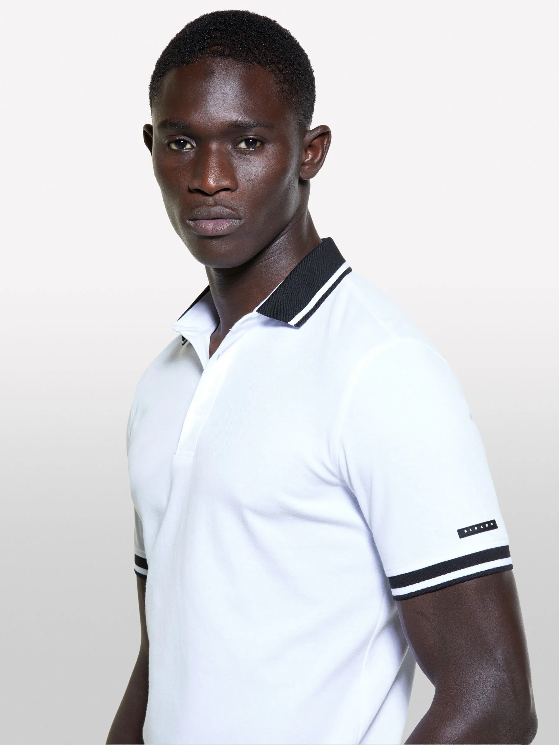 Polo slim fit bianca con contrasto