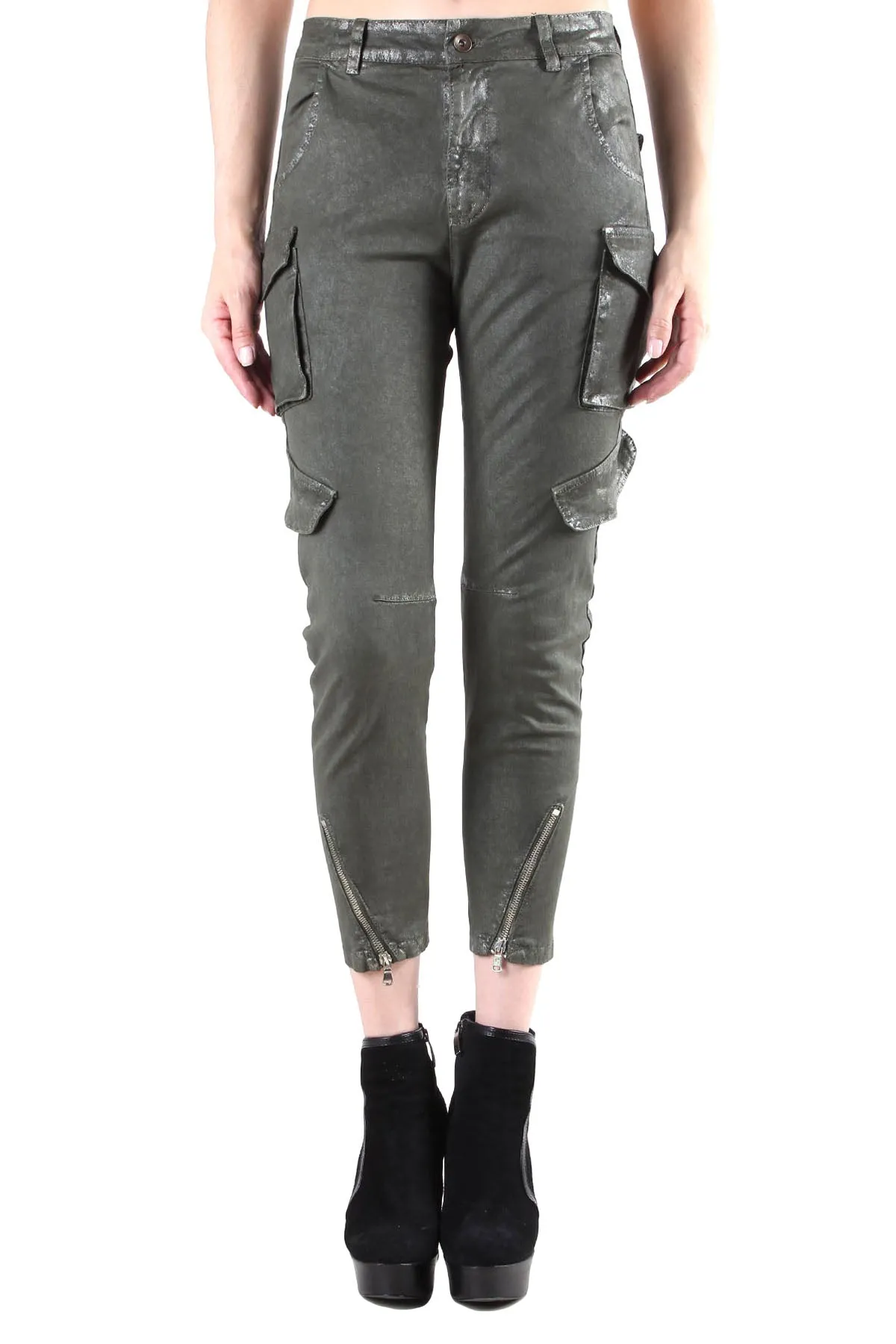 Sexy Woman jeans cargo verdi   