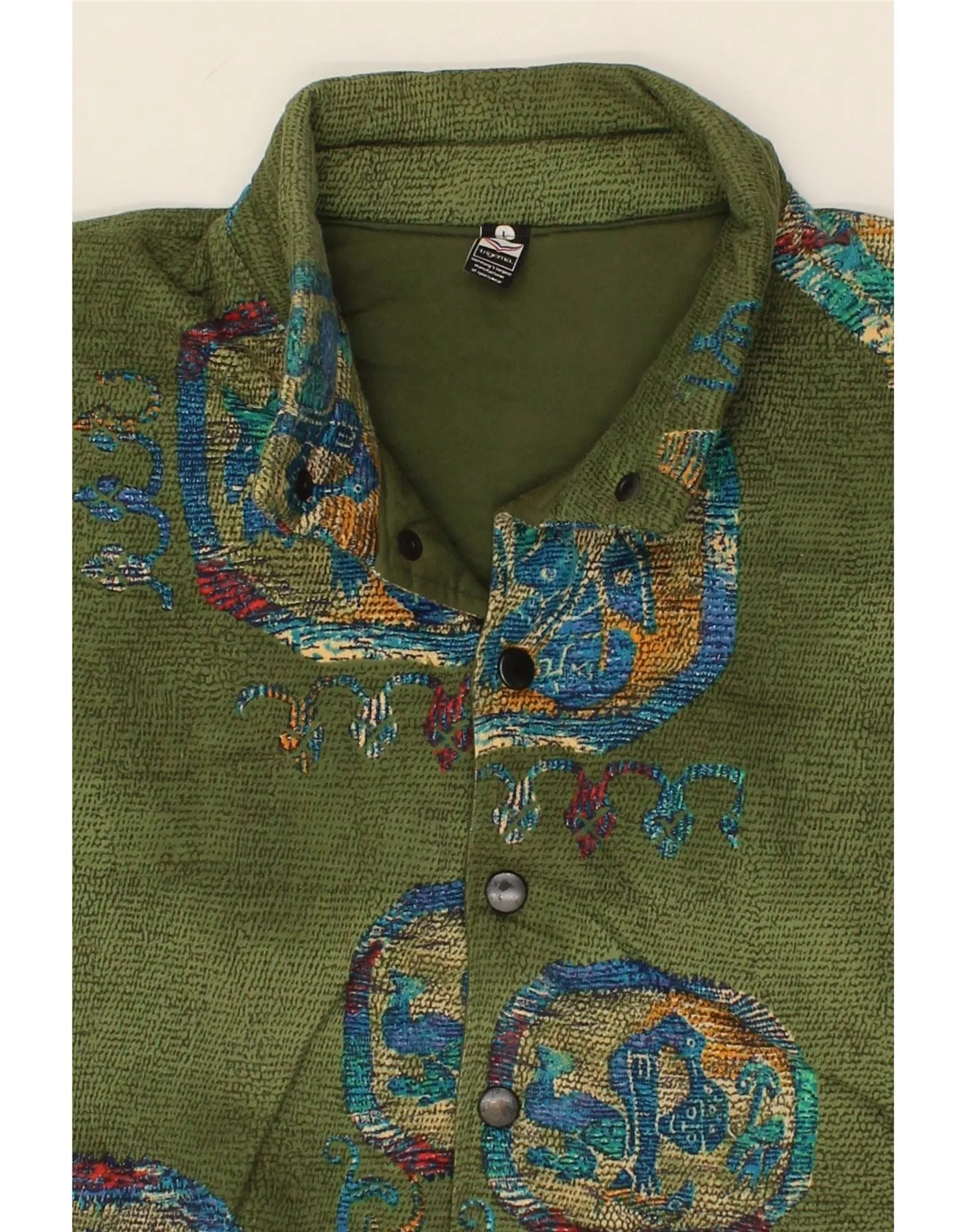 TRIGEMA Mens Abstract Pattern Gilet UK 40 Large Green Cotton